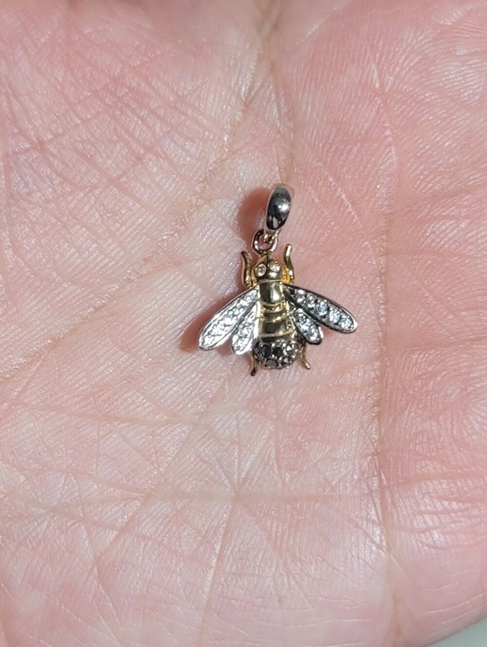 2tone Bee Sterling Silver Pendant